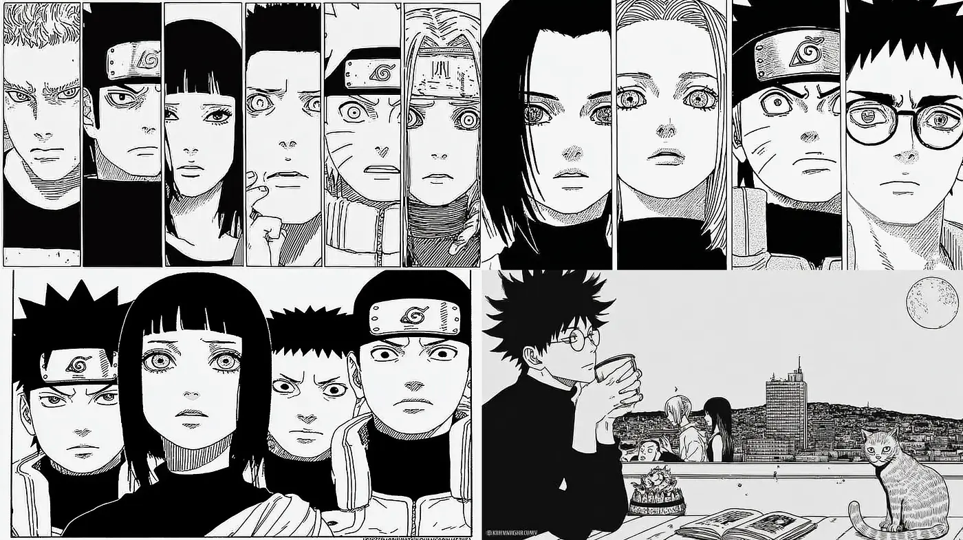 Dynamic Manga-Inspired Art with Emotional Depth and Black and White Contrast - Midjourney sref style