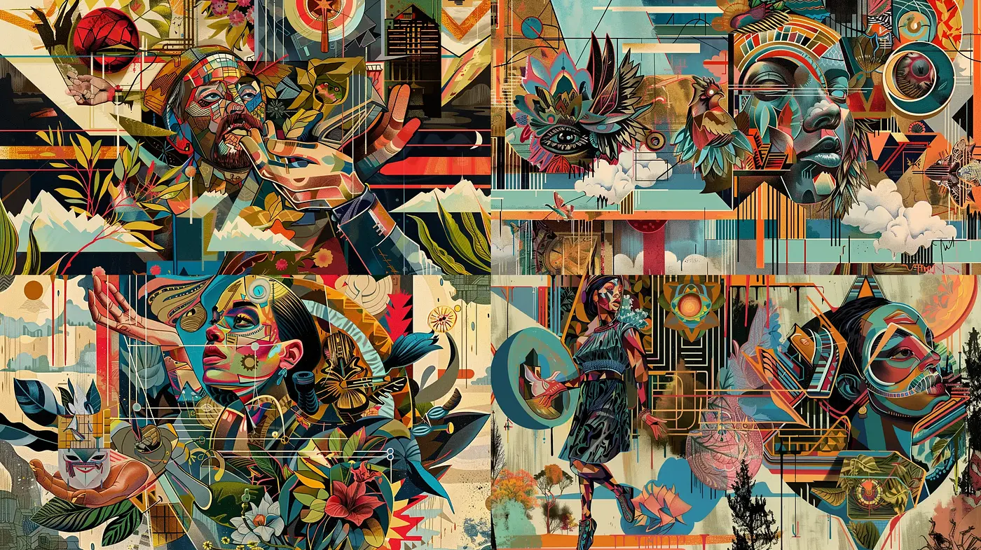 Eclectic Tapestry of Geometric Vivacity - Midjourney sref style