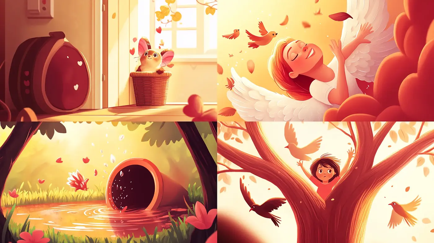 Warm Autumnal Hues and Whimsical Storybook Illustration - Midjourney sref style
