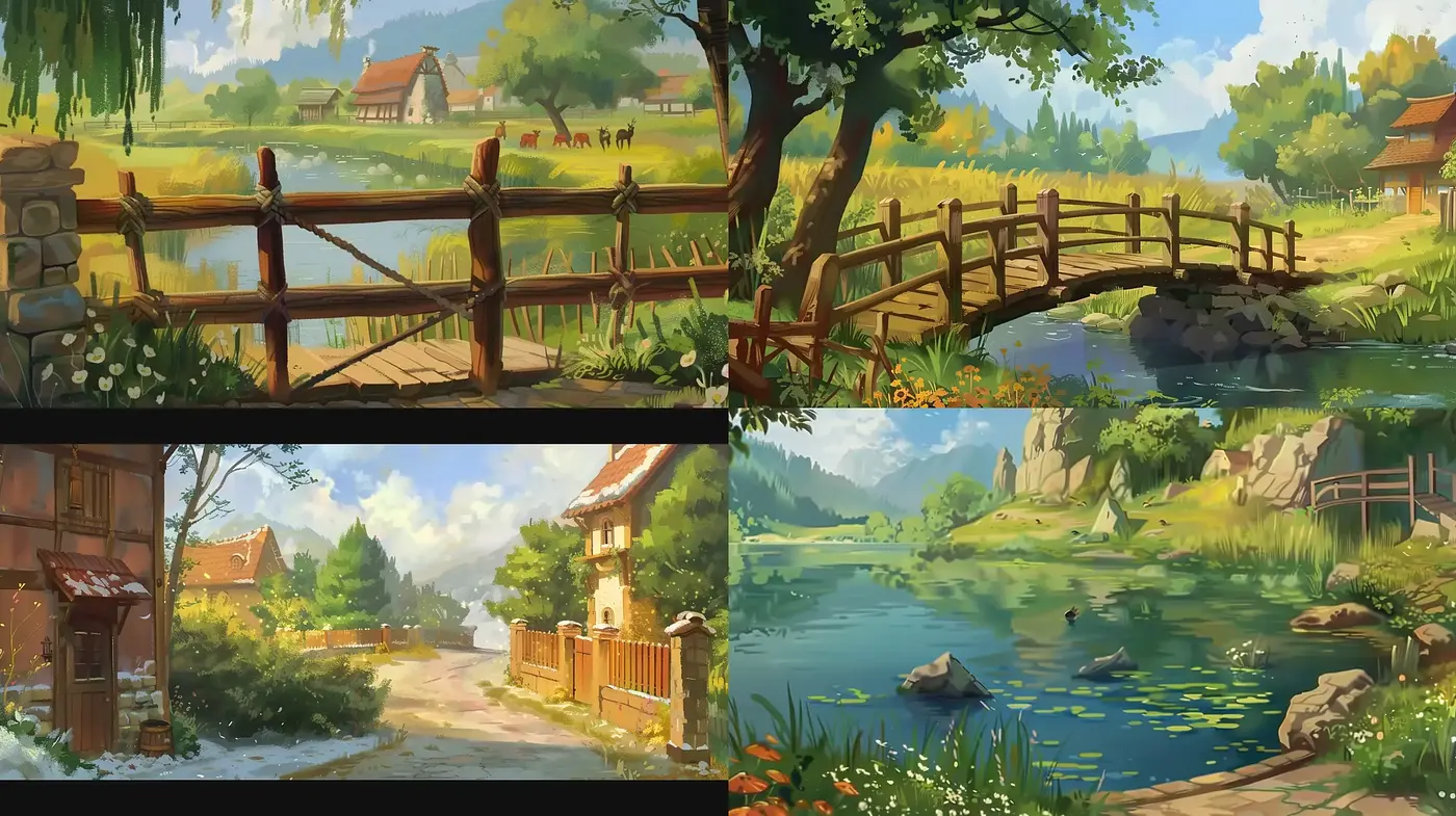 Idyllic Countryside Serenity: A Harmonious Blend of Soft Hues and Pastoral Tranquility - Midjourney sref style