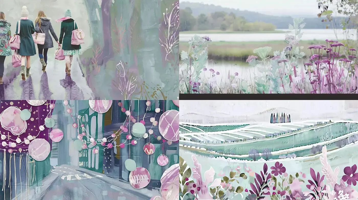 Ethereal and whimsical watercolor landscapes with soft tones - Midjourney sref style