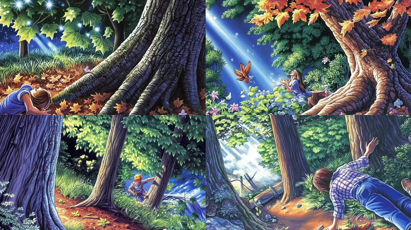 Enchanted Forest Whispers: A Vivid Journey of Luminous Hues and Mystical Shimmer - Midjourney sref style