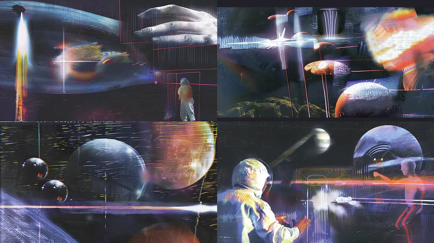 Ethereal Sci-Fi Dreamscape with Luminous Neon Contrast - Midjourney sref style
