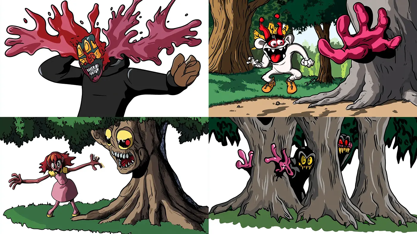 Expressive Comic Horror Fusion with Bold Contours - Midjourney sref style