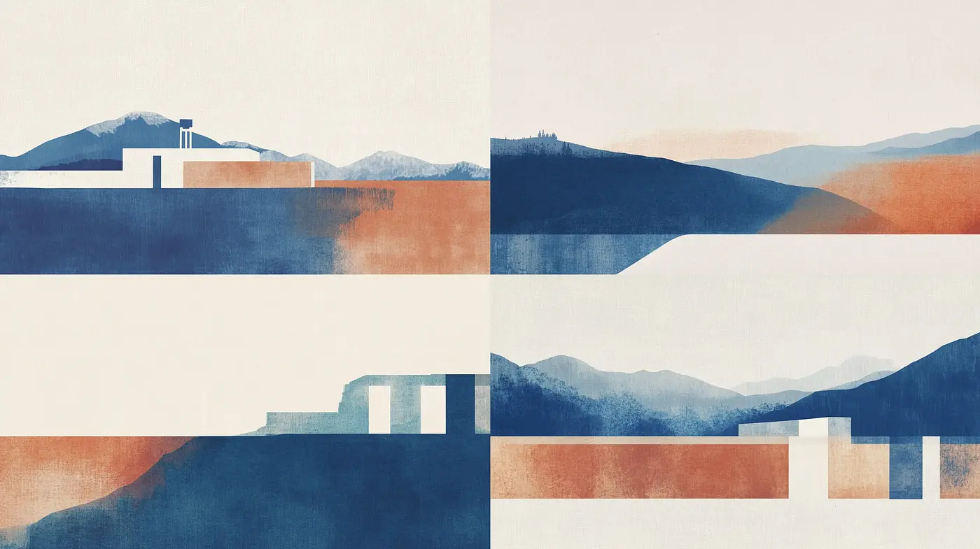 Serenity in Abstract Hues: A Fusion of Geometric Minimalism and Textured Depth - Midjourney sref style