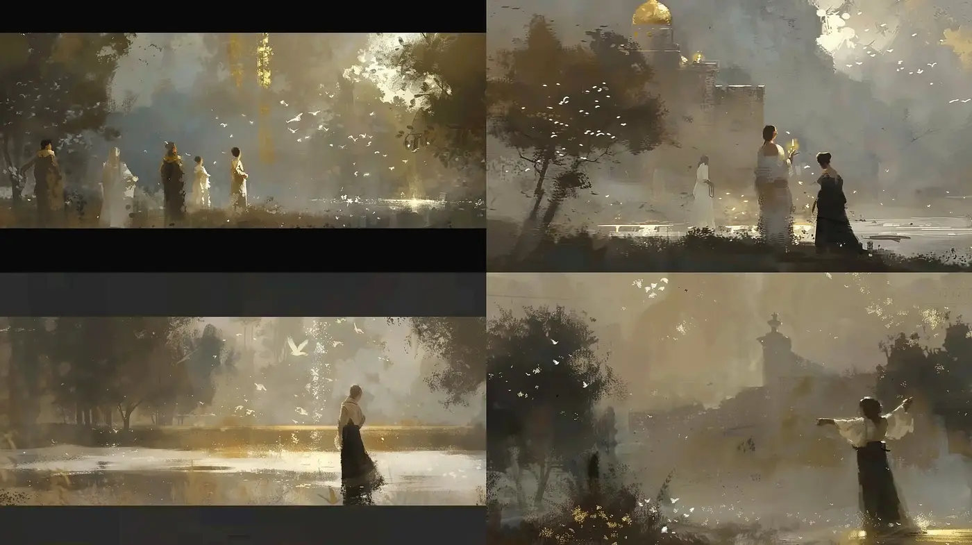 Ethereal Light in Nostalgic Tableaux - Midjourney sref style