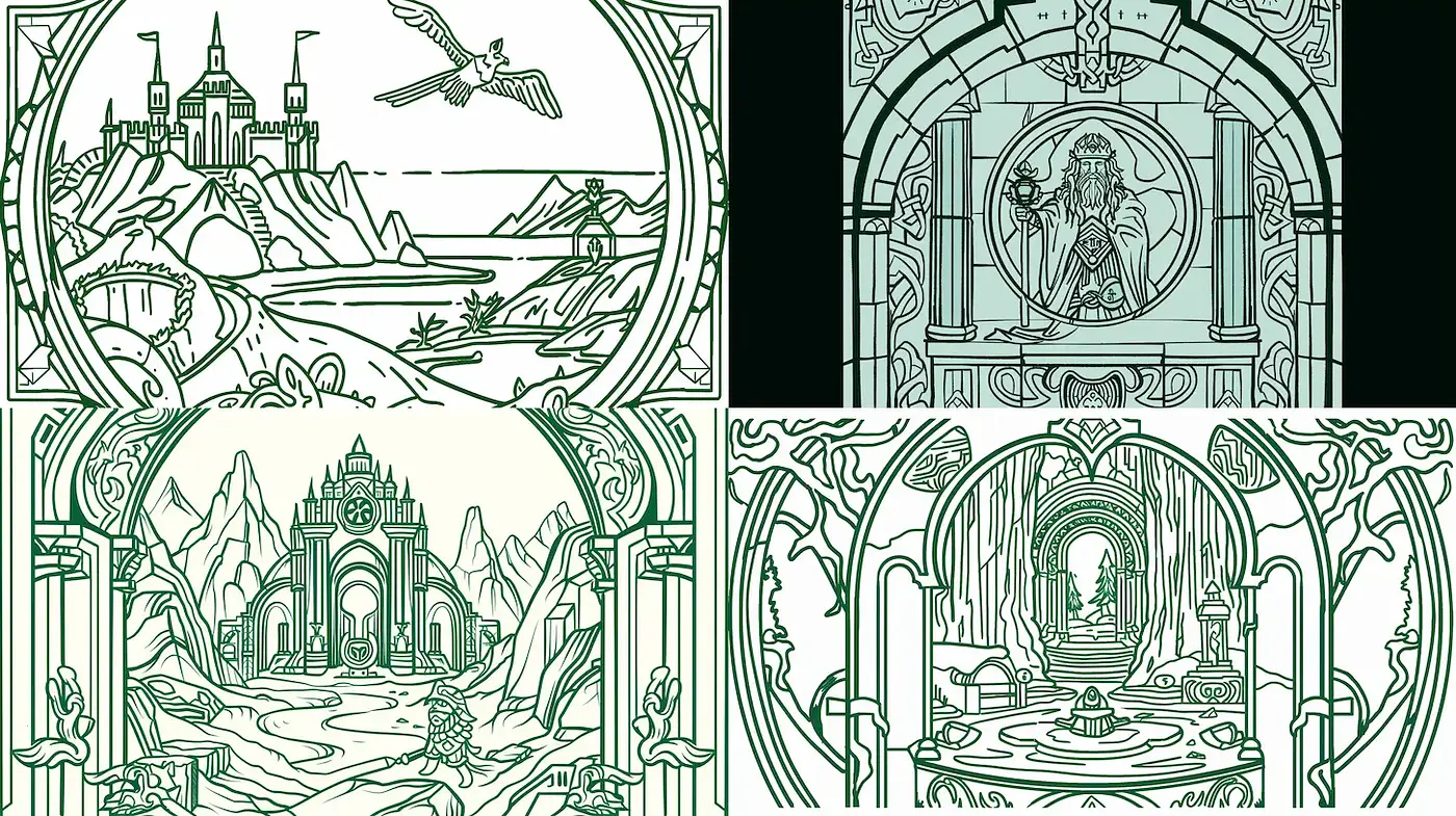 Intricate Line Art Inspired by Fantasy Realms - Midjourney sref style