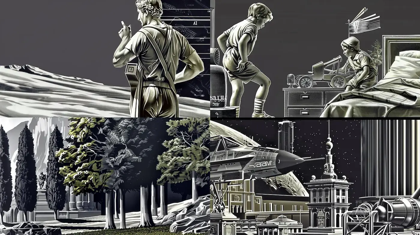 Dynamic Retrofuturism with Evocative Nostalgia and Detailed Realism - Midjourney sref style