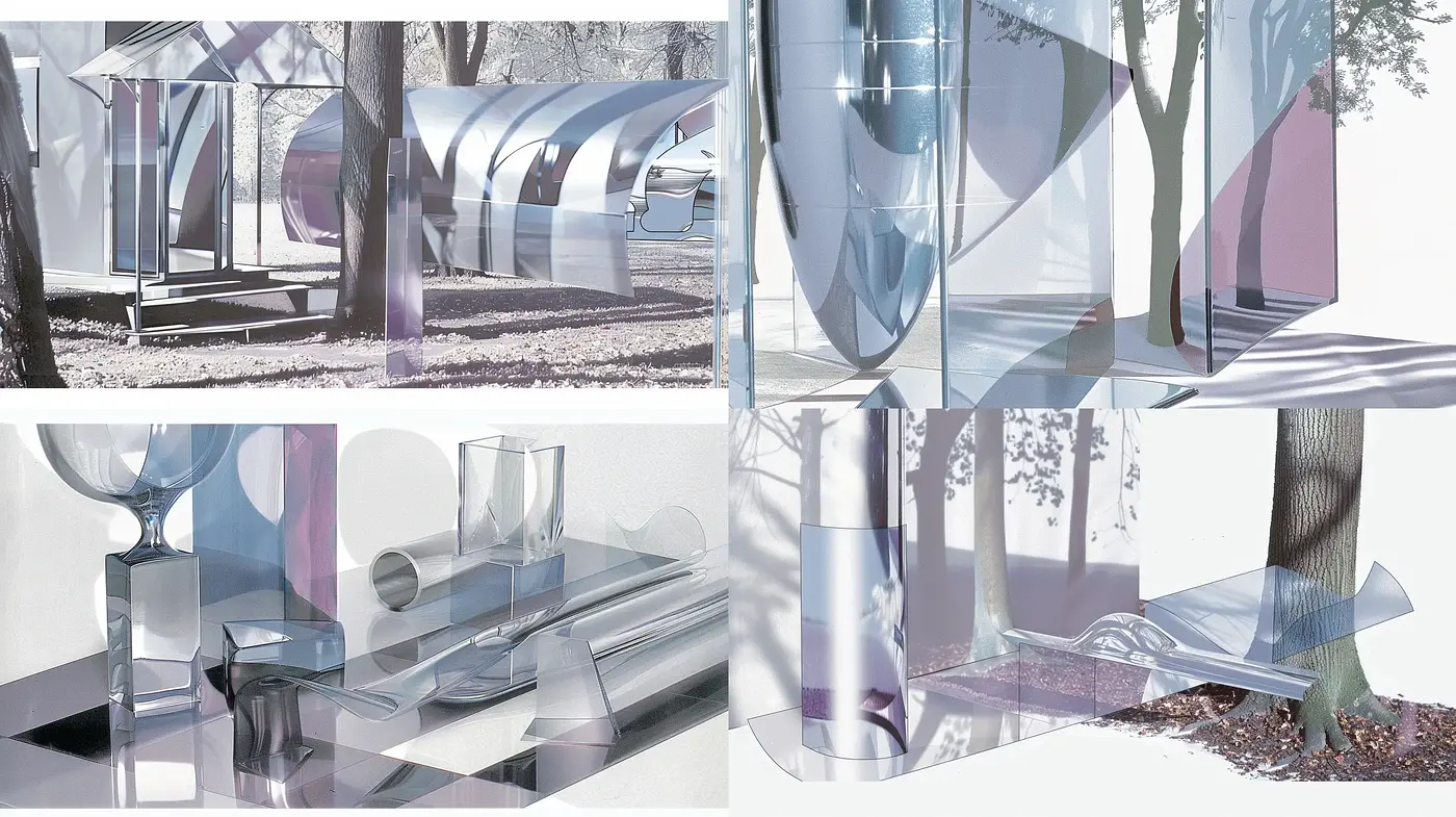 Ethereal Architectural Dreamscape: A Homage to Modernist Transparency - Midjourney sref style