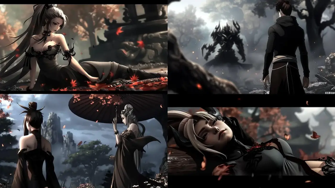 Dramatic fantasy illustrations with emotional depth and detailed character design - Midjourney sref style