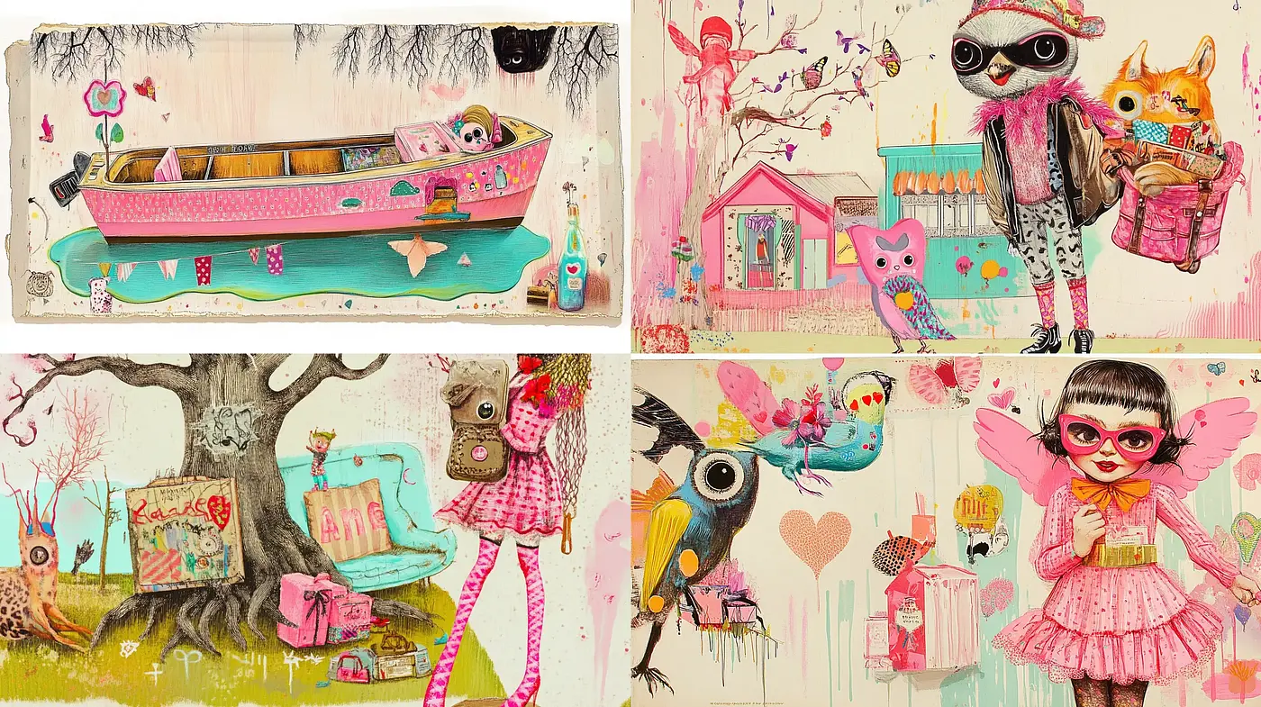 Whimsical Pastel Dreamscape with Surreal Overtones - Midjourney sref style
