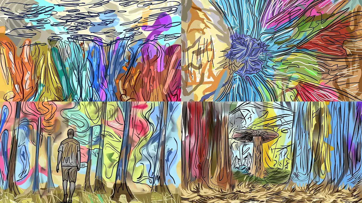 Vibrant, abstract landscapes inspired by nature's essence - Midjourney sref style