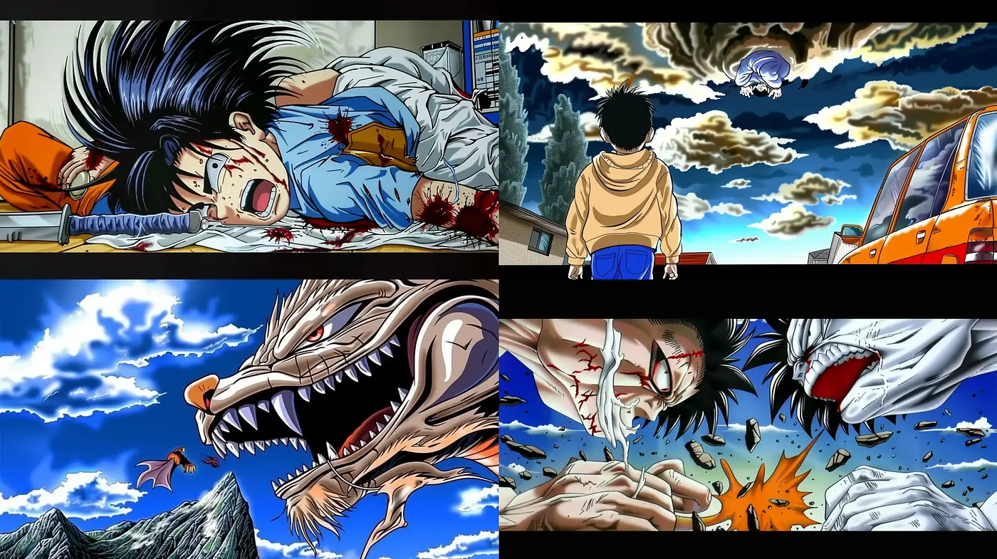Dynamic Anime-Inspired Visuals with Intense Action Vibes - Midjourney sref style