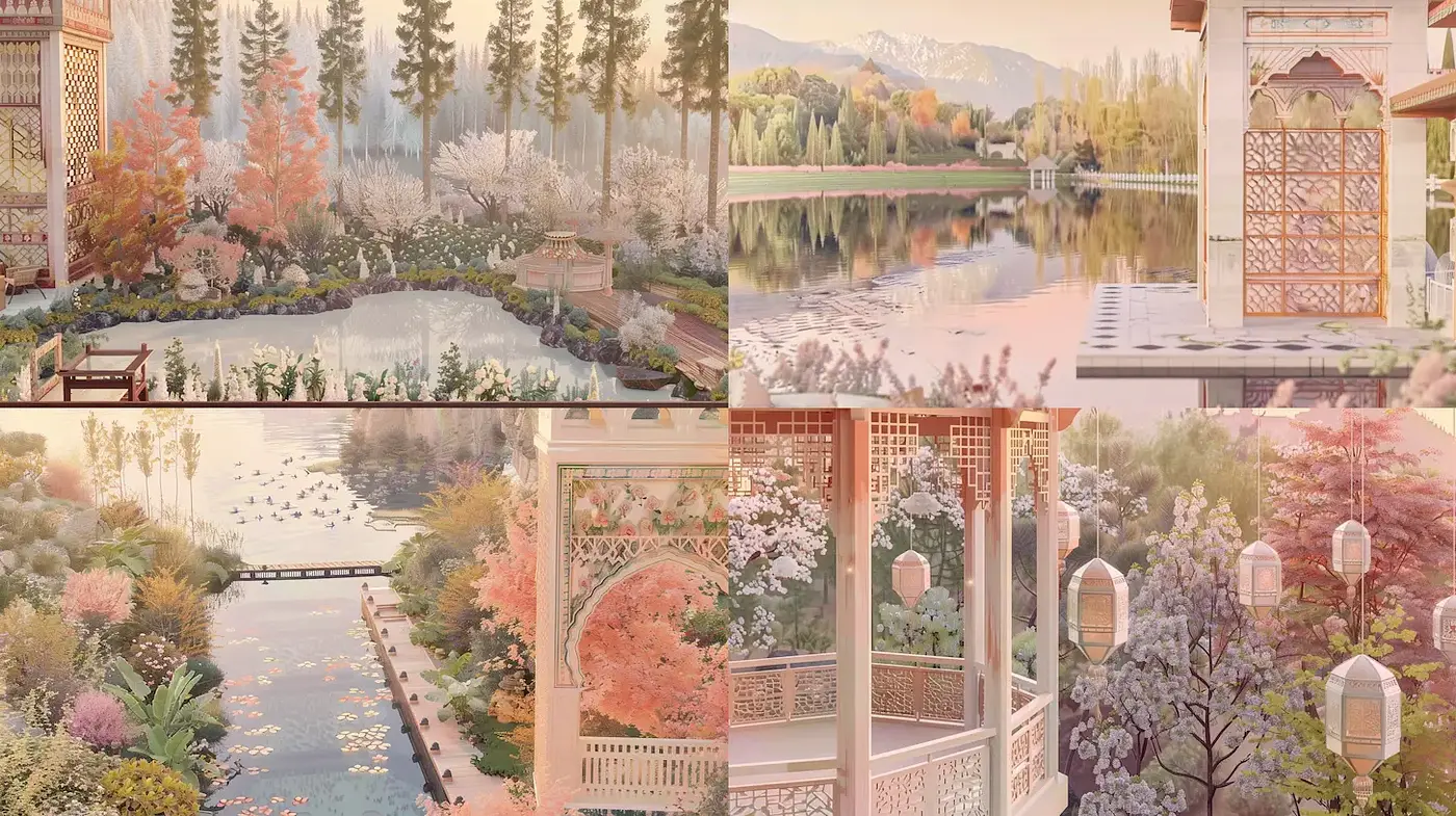 Serene and Ethereal Landscape with Harmonious Elements - Midjourney sref style