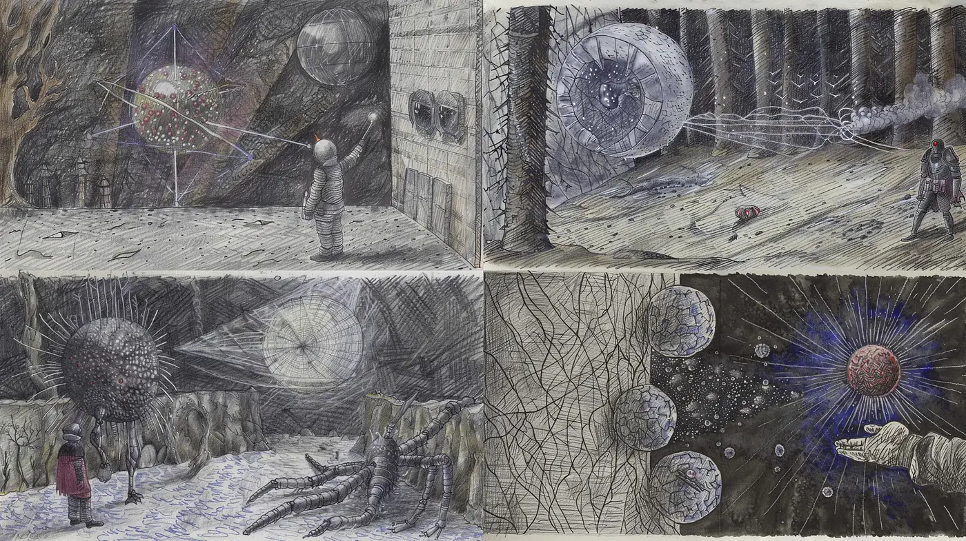 Otherworldly Sci-Fi Concept Art with Surreal Dream-like Atmosphere - Midjourney sref style