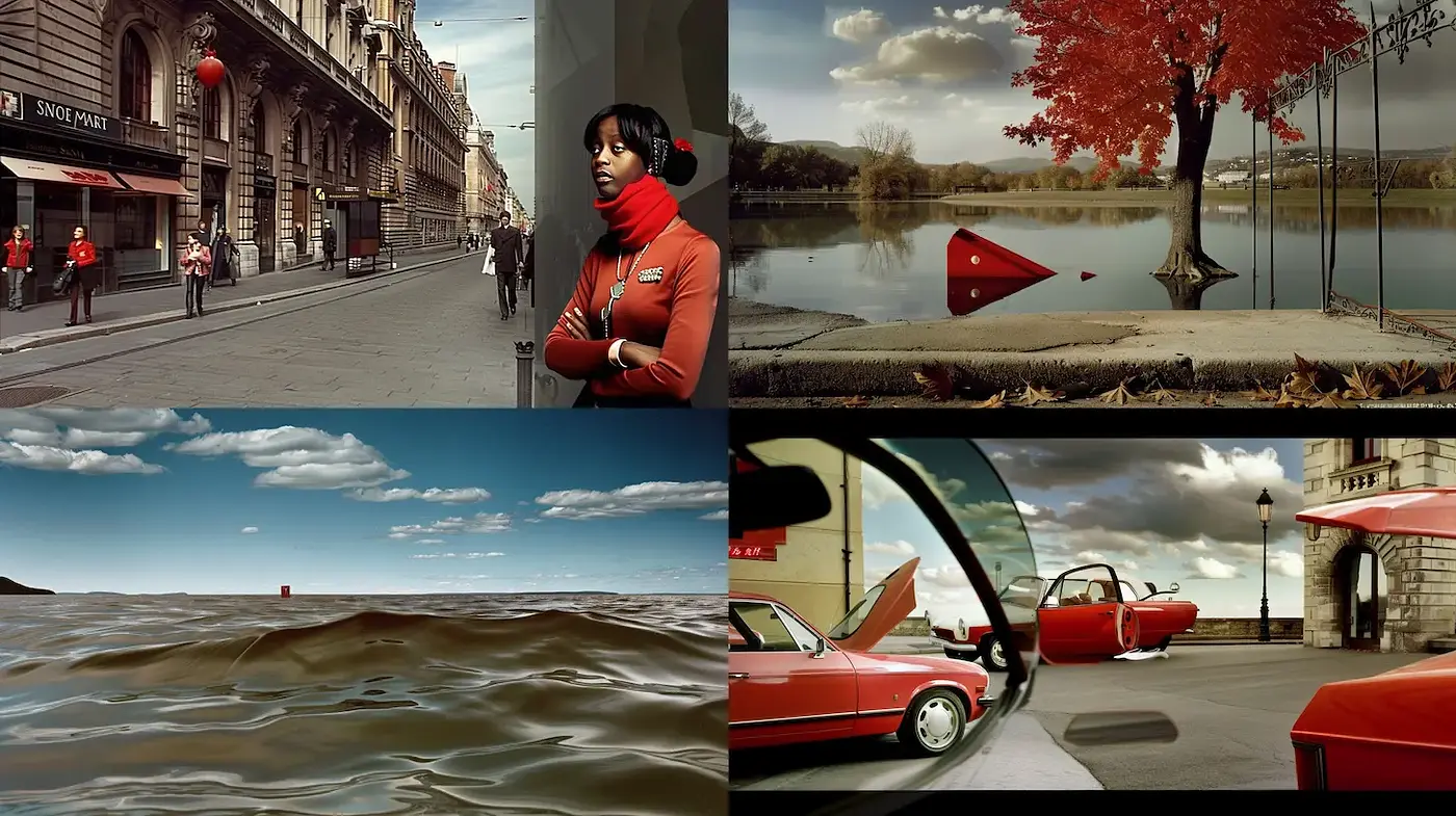 Cinematic and Surreal Urban Aesthetics with a Bold Color Palette - Midjourney sref style