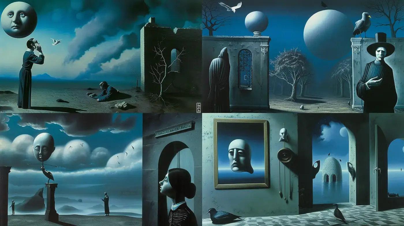 Surrealist Dreamscapes with Mysterious Atmospheres - Midjourney sref style