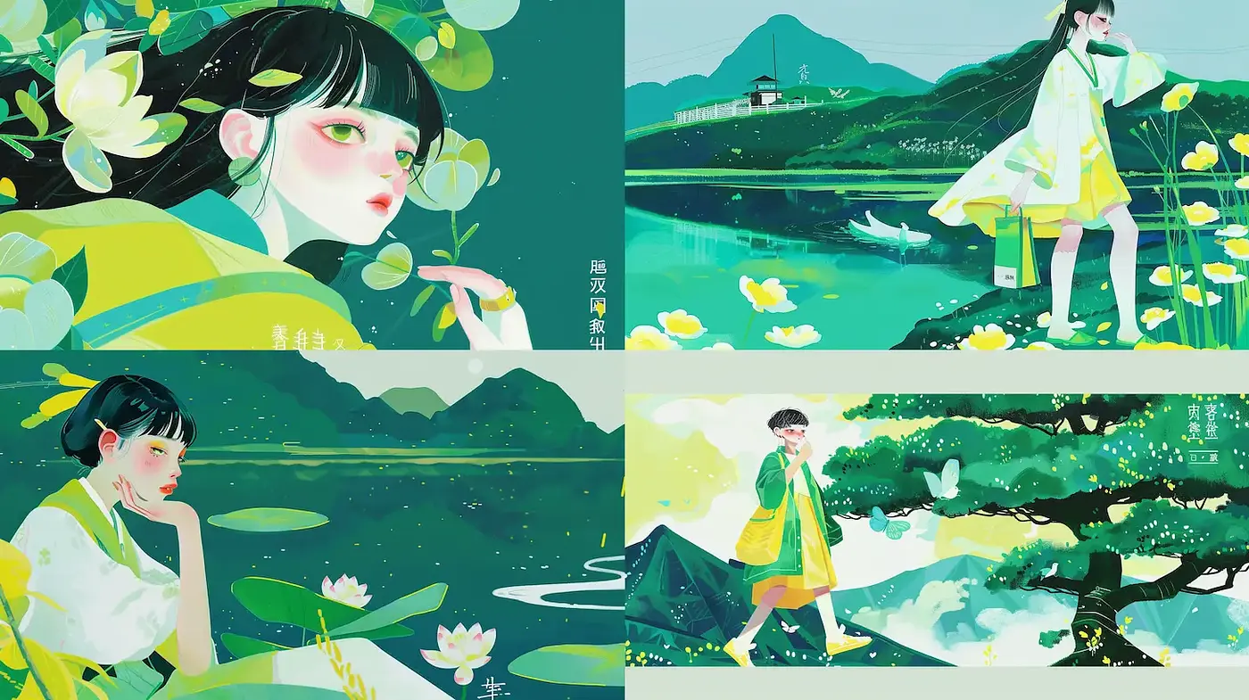 Serene and Lush Visual Harmony in Digital Art - Midjourney sref style