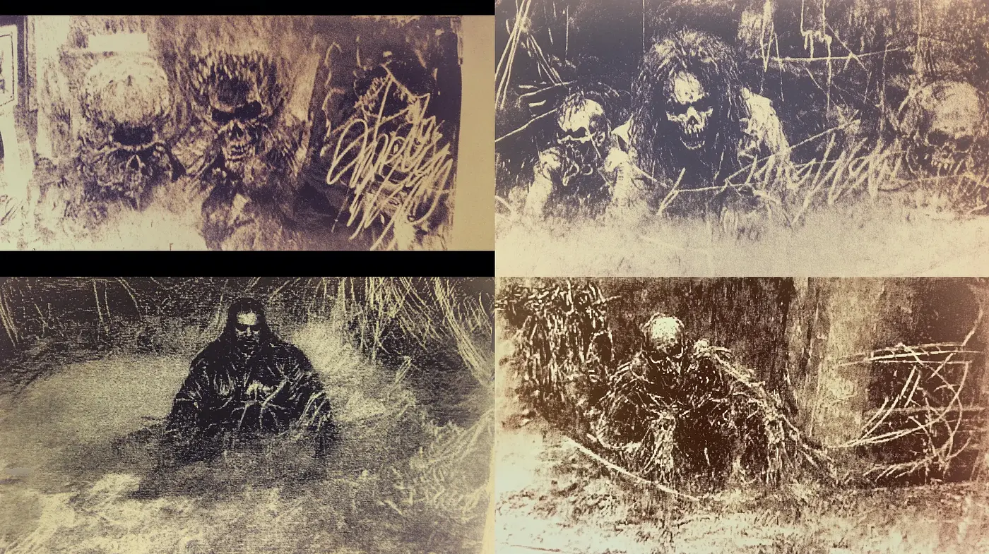 Abstract Expressionist Fusion with Sepia Overlay - Midjourney sref style
