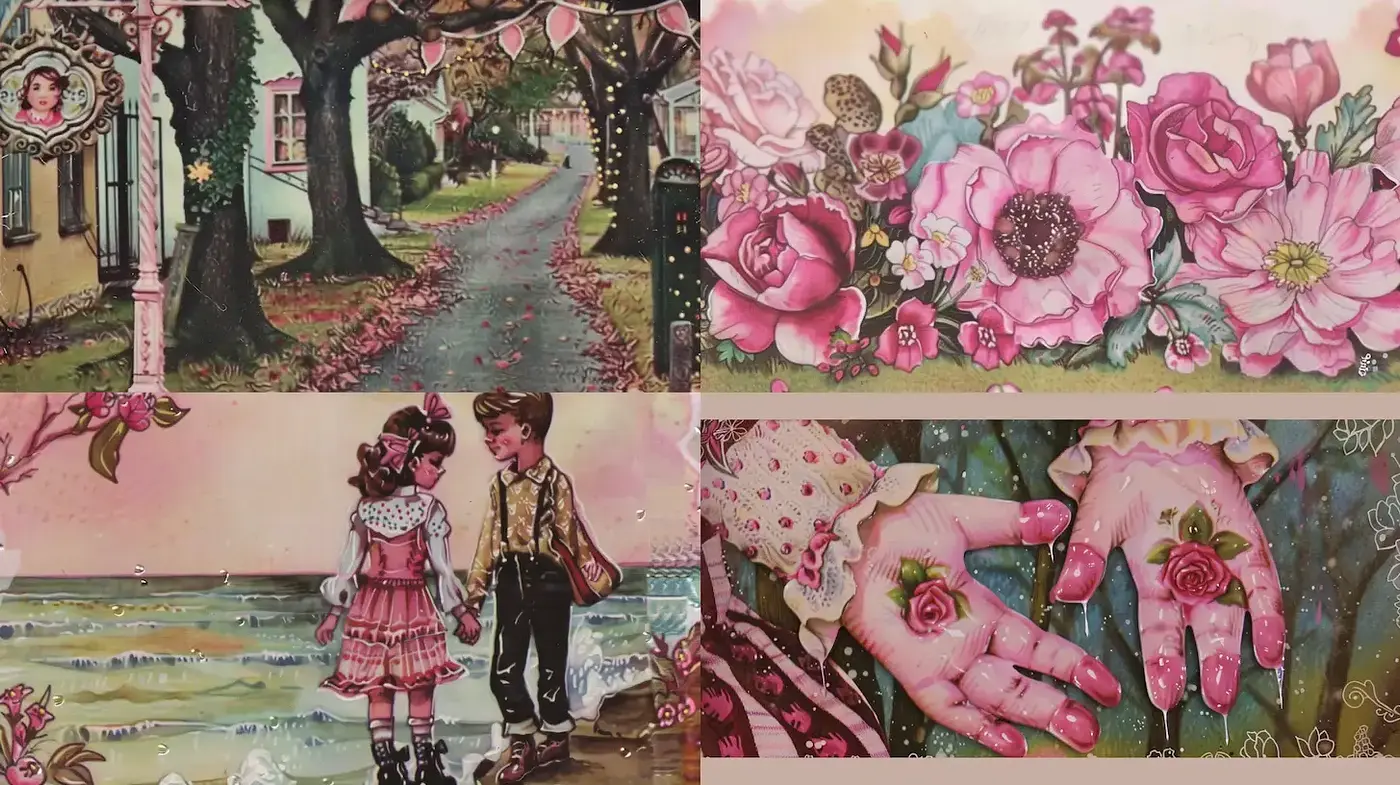 Whimsical Vintage Aesthetic with Floral Overtones - Midjourney sref style