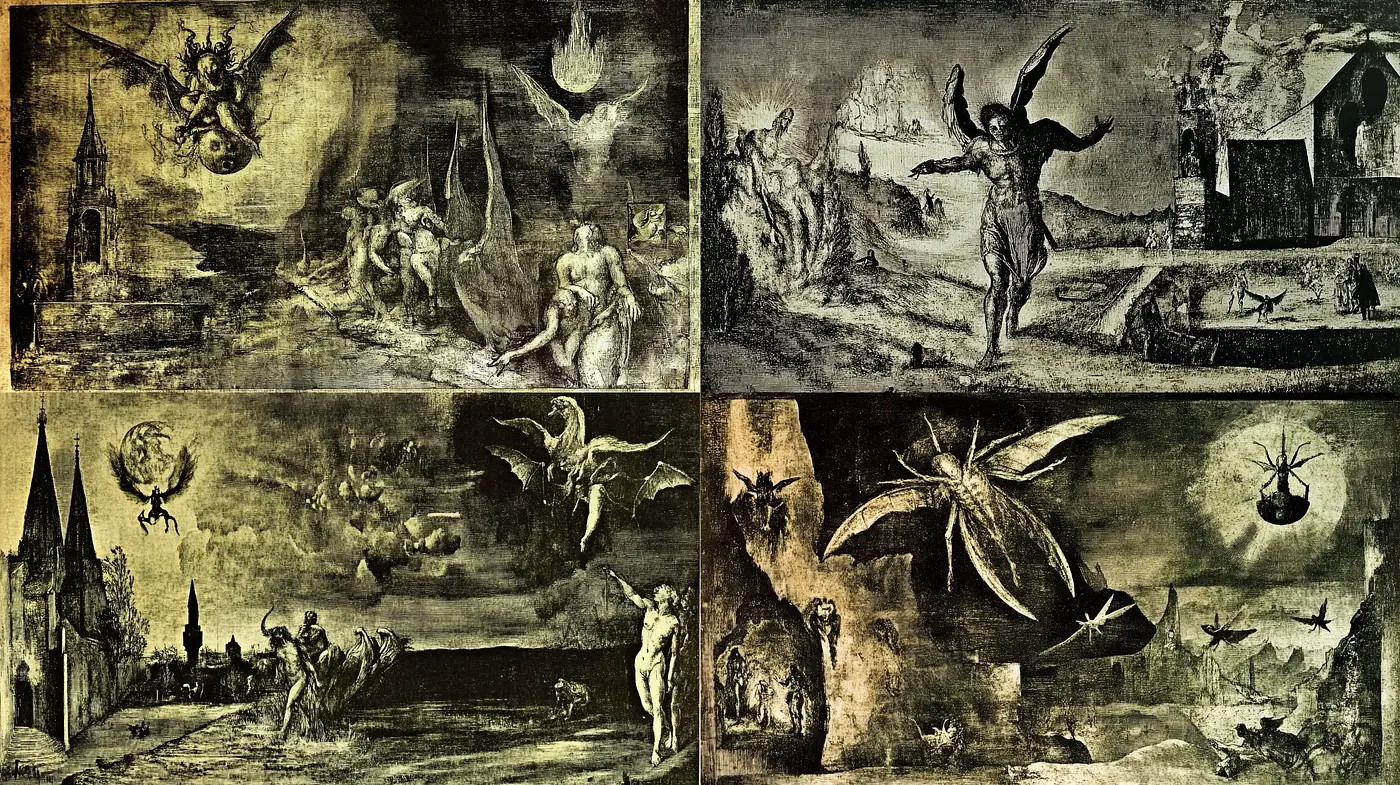 Gothic Reverie in Monochrome: Echoes of Dark Romanticism and Fantastical Tableaus - Midjourney sref style