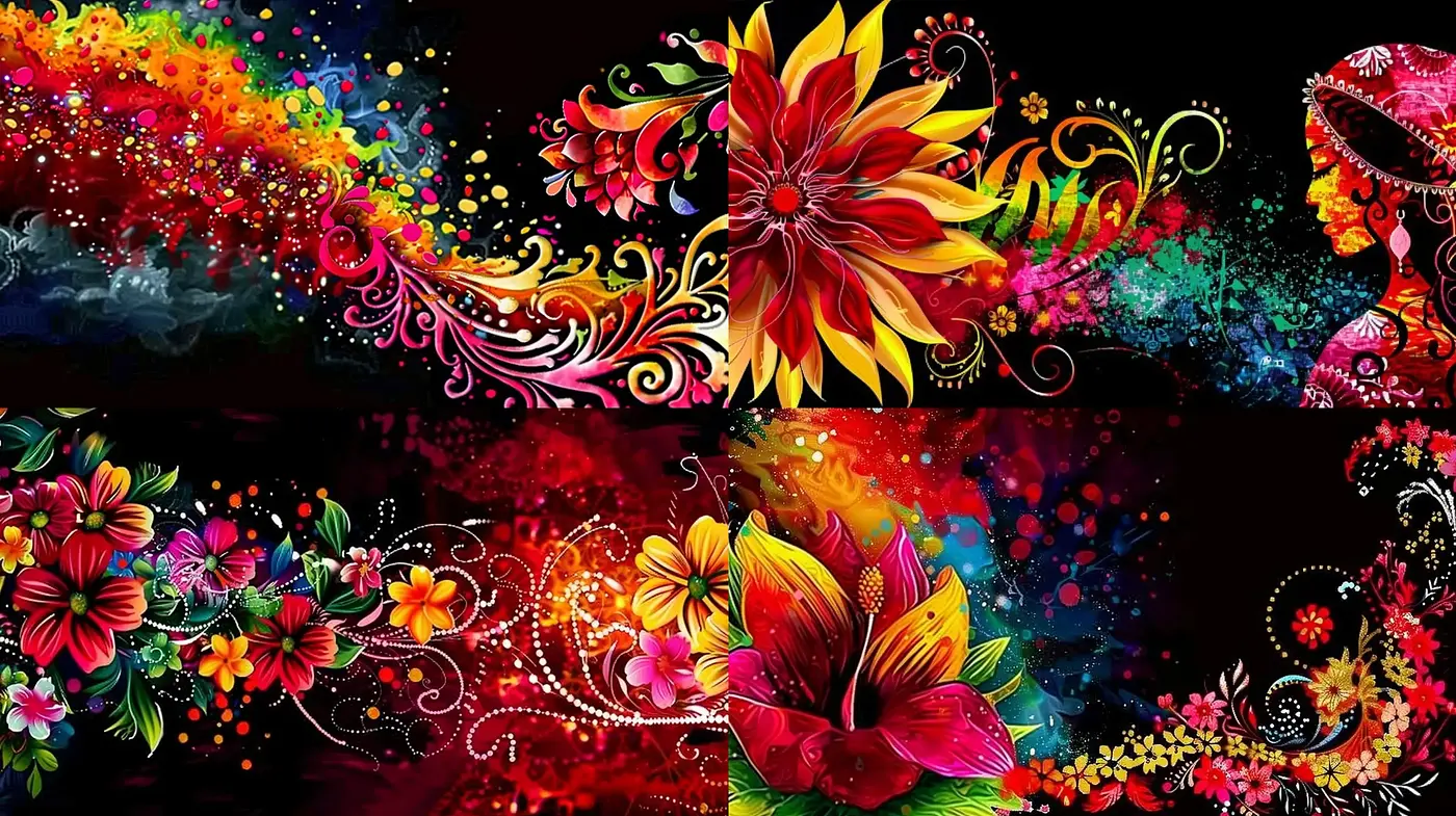 Luminous Floral Fantasy: A Vivid Tapestry of Blossoming Artistry - Midjourney sref style