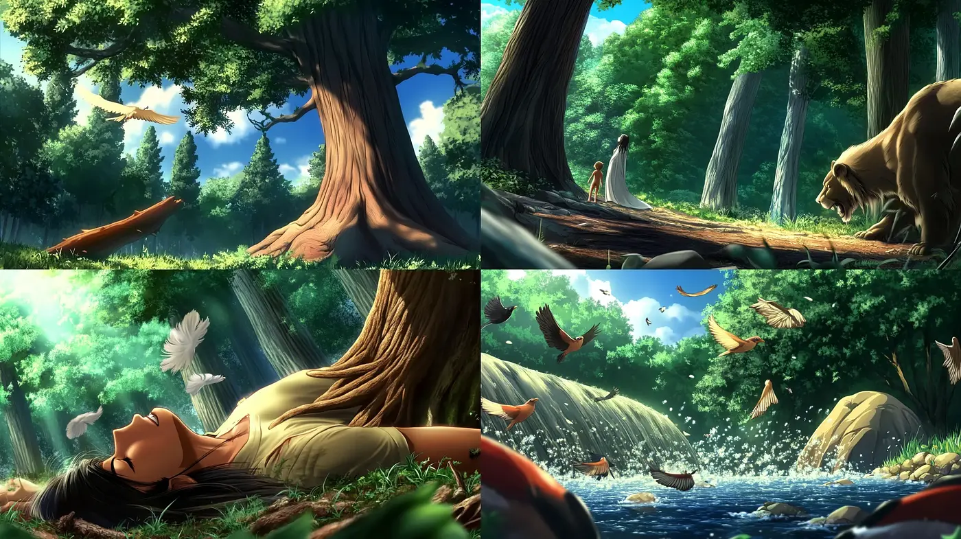 Enchanted Forest Serenity with Cinematic Anime Essence - Midjourney sref style