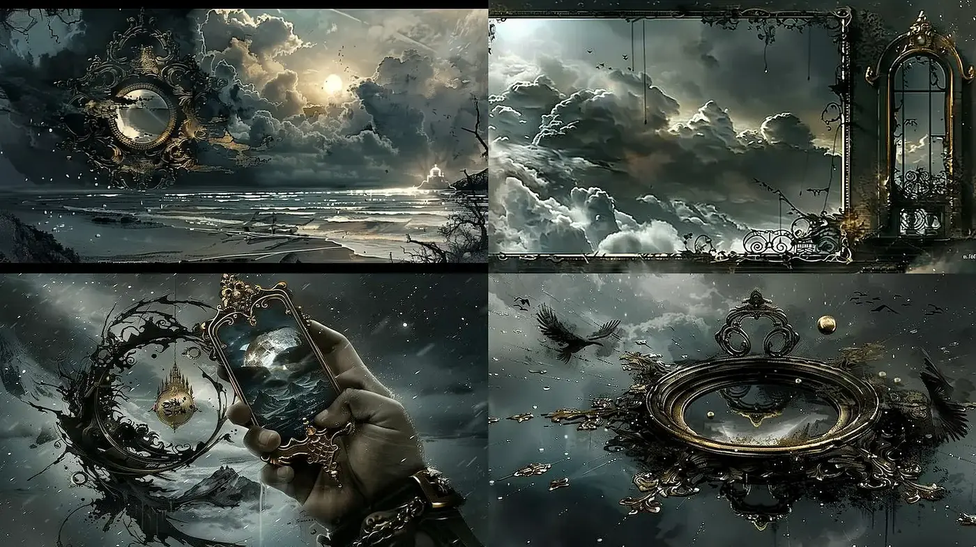 Ethereal and Mysterious Surreal Landscapes with Baroque Influences - Midjourney sref style
