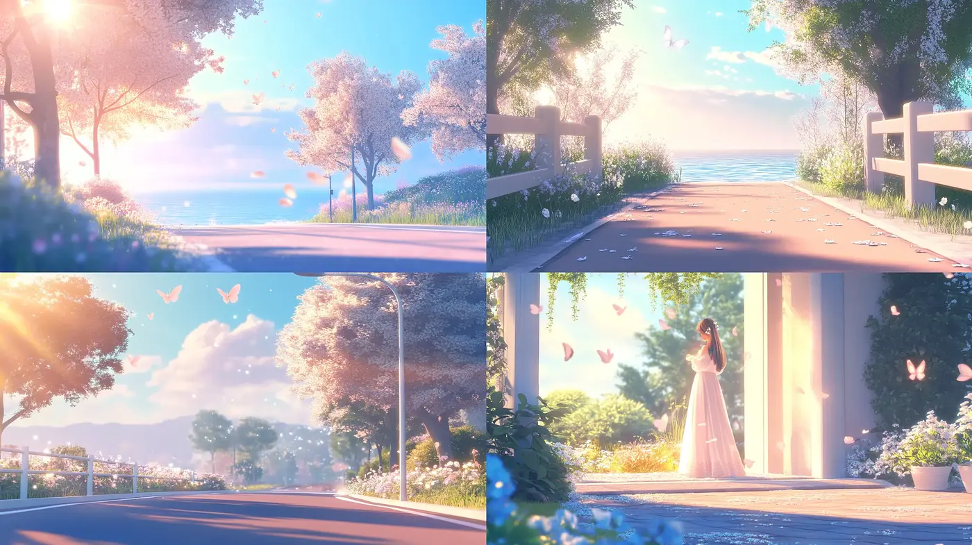 Tranquil Pastel Dreamscape: Homage to Serene Anime Aesthetics - Midjourney sref style