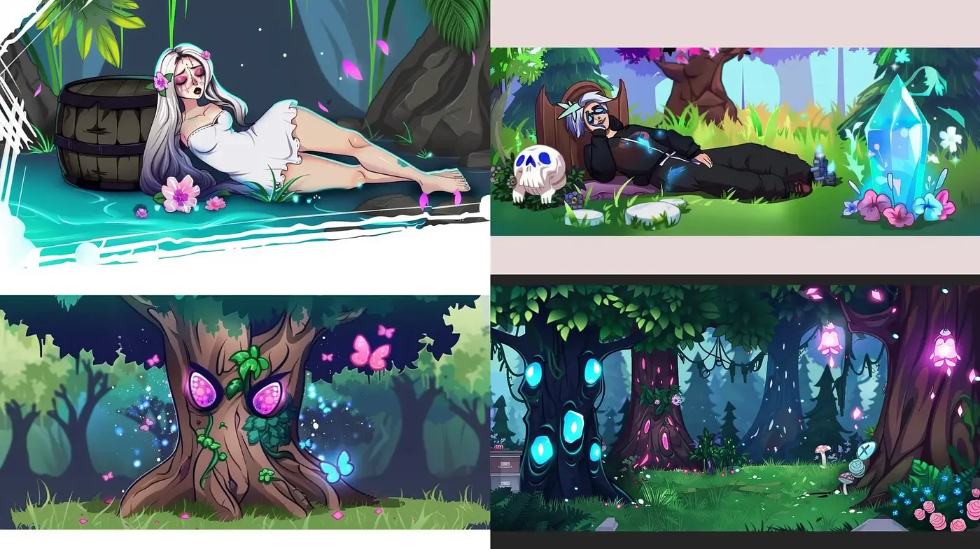 Enchanted Forest Whimsy: A Harmonious Blend of Vibrant Colors and Magic Realism - Midjourney sref style