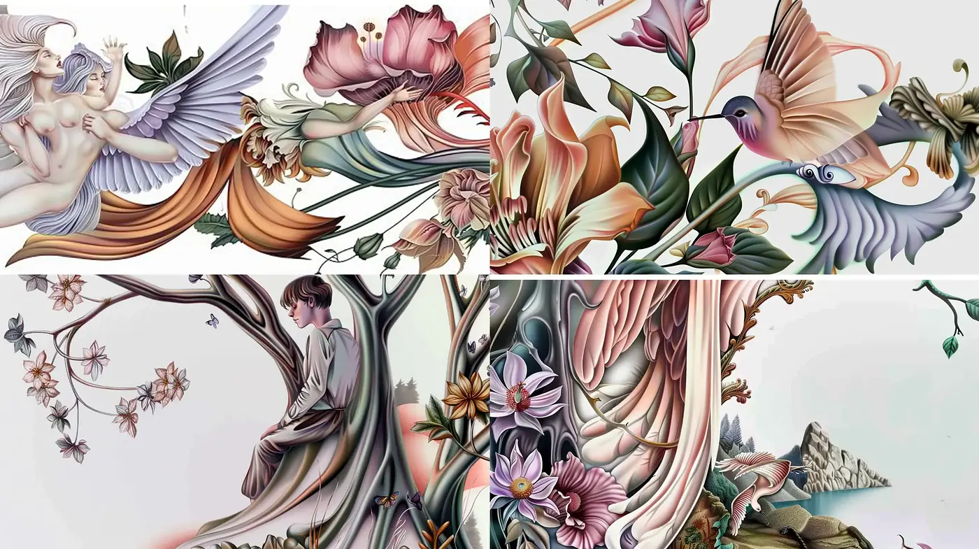Enchanted Ethereal Elegance: A Whimsical Fusion of Fantasy and Floral Artistry - Midjourney sref style