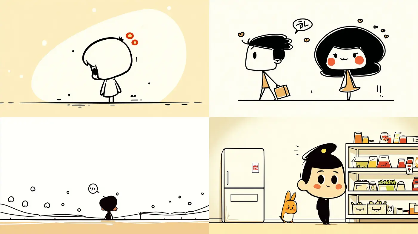 Playful and Minimalist Cartoon Aesthetic with Warm Tones - Midjourney sref style