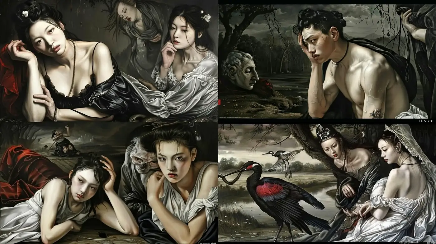 Dark Romanticism with Baroque Overtones - Midjourney sref style