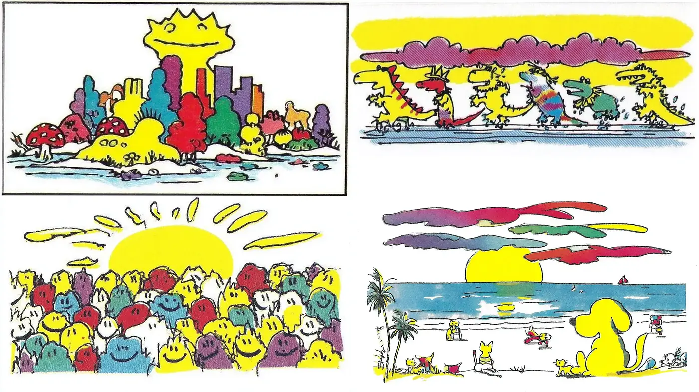 Playful and Whimsical Illustrations with a Retro Vibe - Midjourney sref style