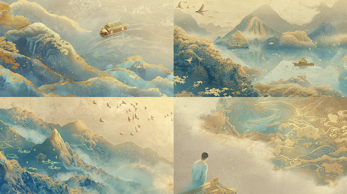Ethereal Nautical Dreams in Ukiyo-e Inspired Hues - Midjourney sref style