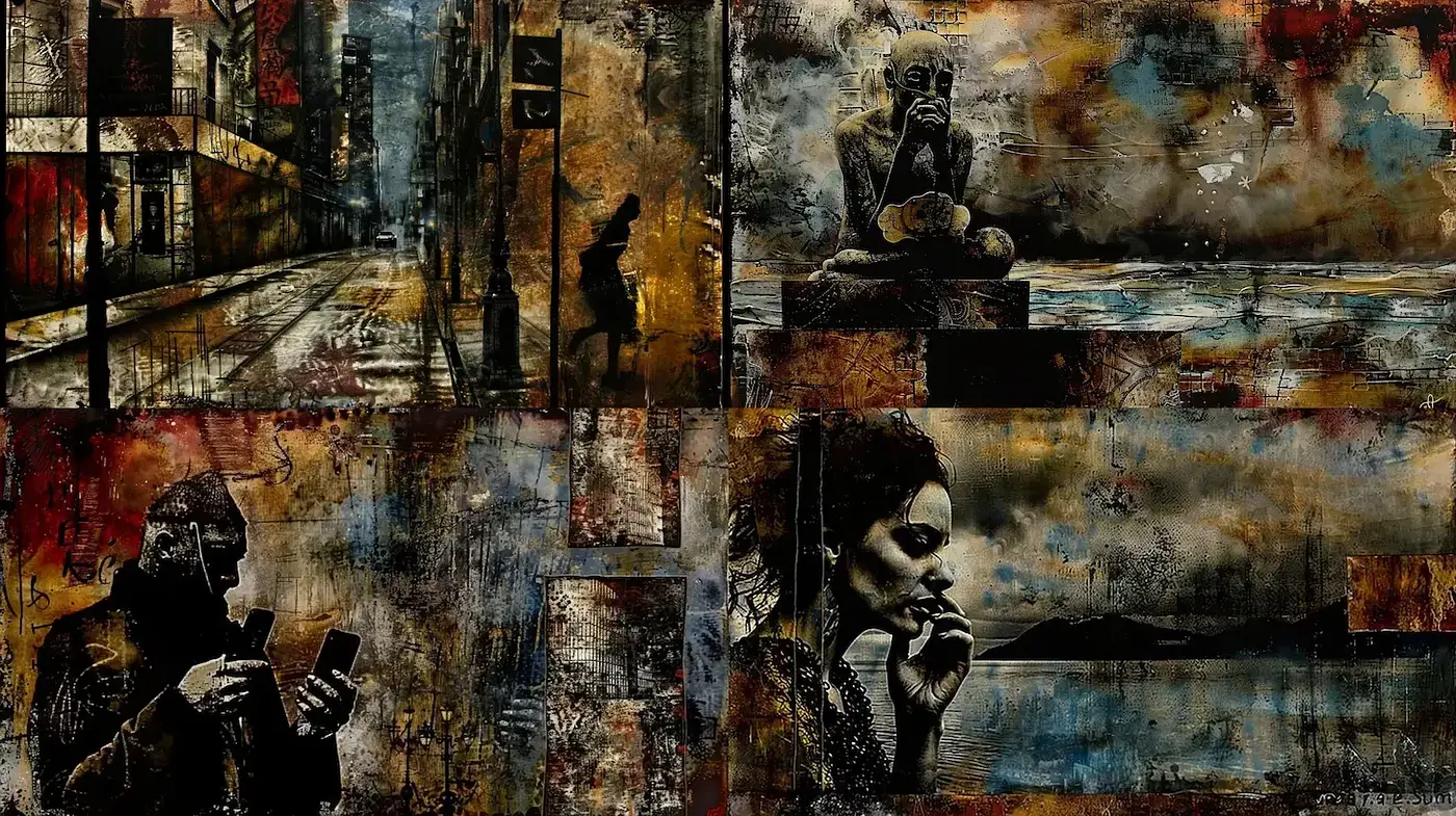 Contemporary Urban Expressionism with a Nostalgic Undertone - Midjourney sref style