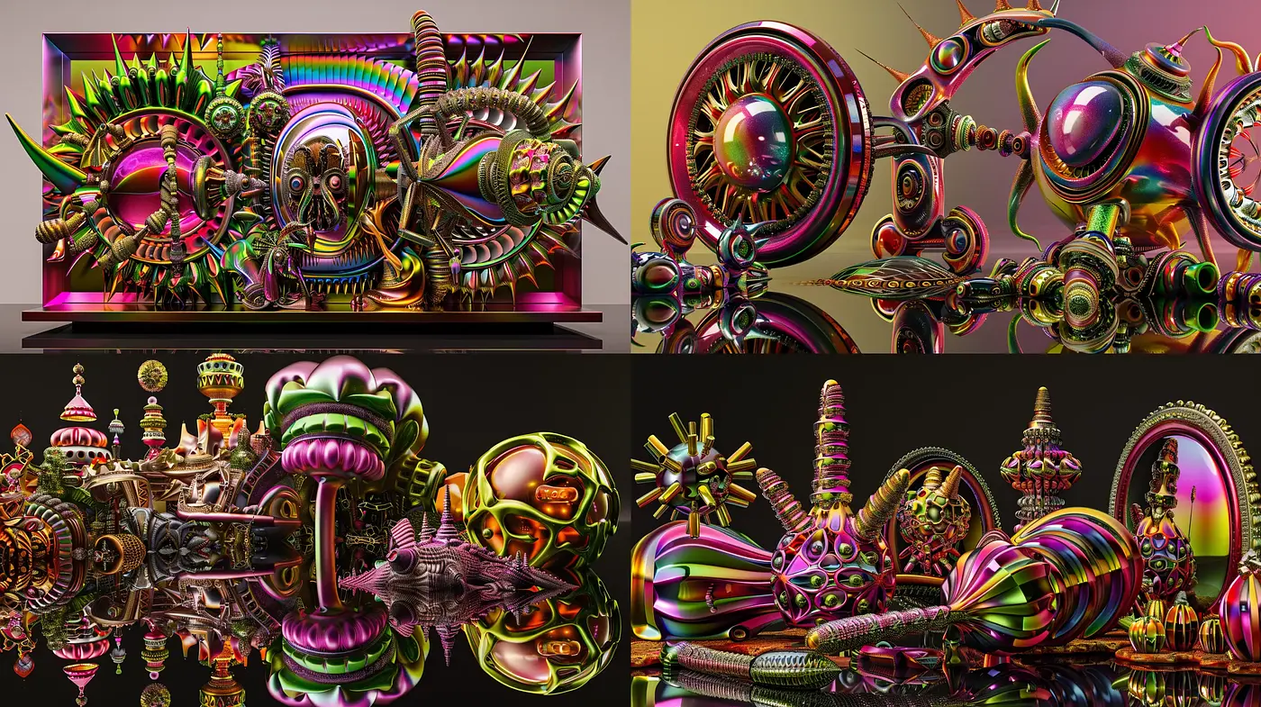 Psychedelic Mechanical Dreamscape - Midjourney sref style