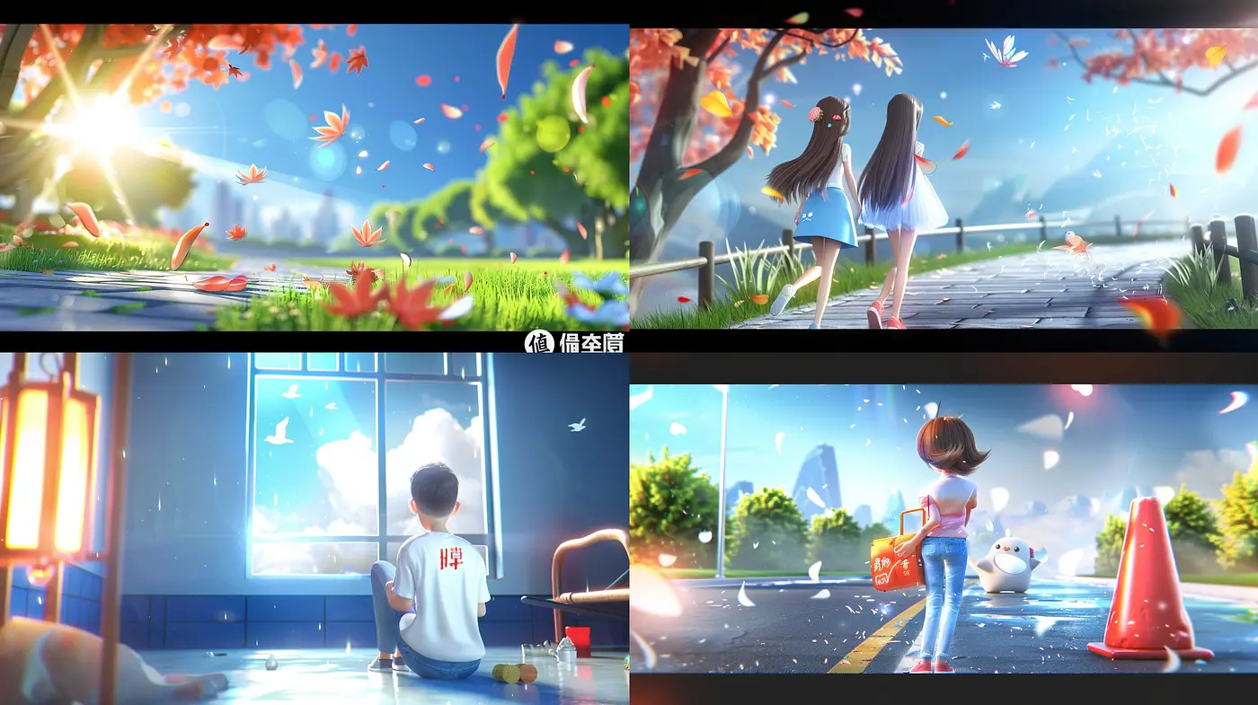 Luminous Vignettes of Idyllic Moments: A Consistent Palette of Vivid Colors and a Dreamlike Quality - Midjourney sref style