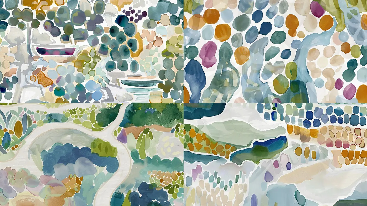 Ethereal Brushwork Dreamscape: An Ensemble of Blurred Pastel Imagery - Midjourney sref style