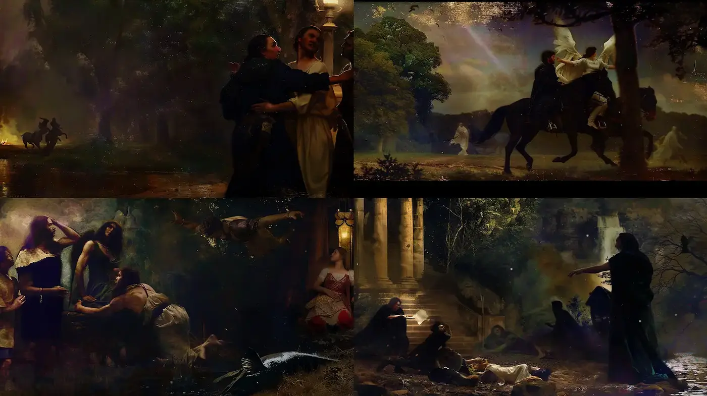 Mysterious and Dramatic Vintage Fantasy Scenes - Midjourney sref style