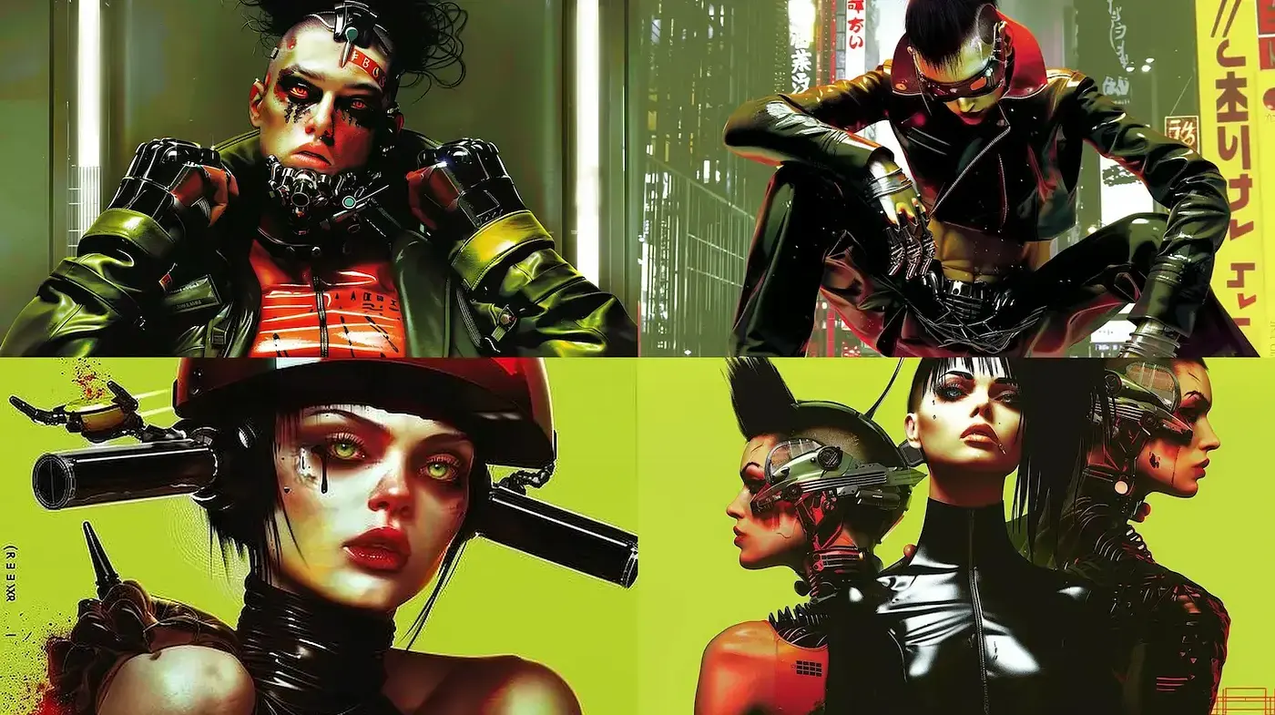 Futuristic Cyberpunk Aesthetic with Gritty Urban Influences - Midjourney sref style