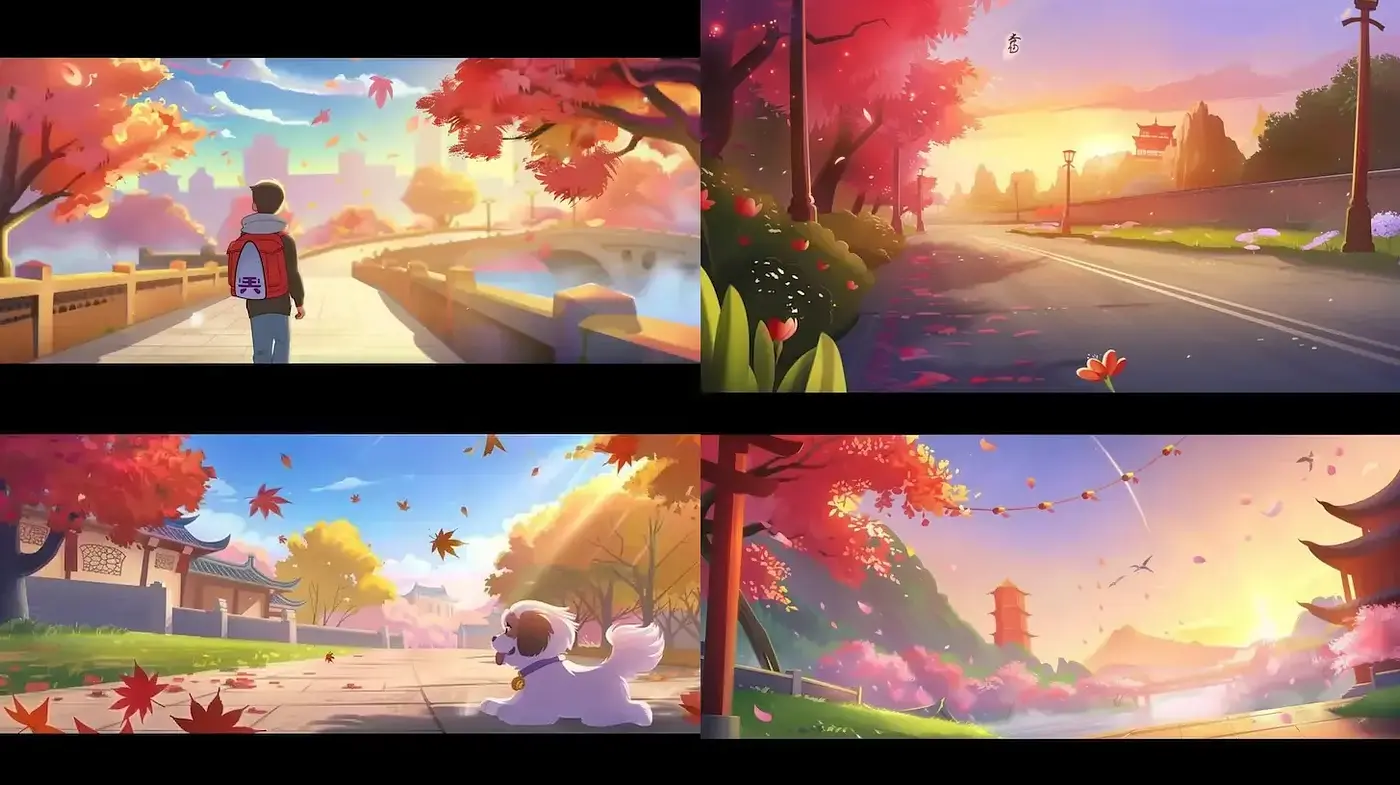 Serene Autumn Landscapes with Whimsical Touches - Midjourney sref style