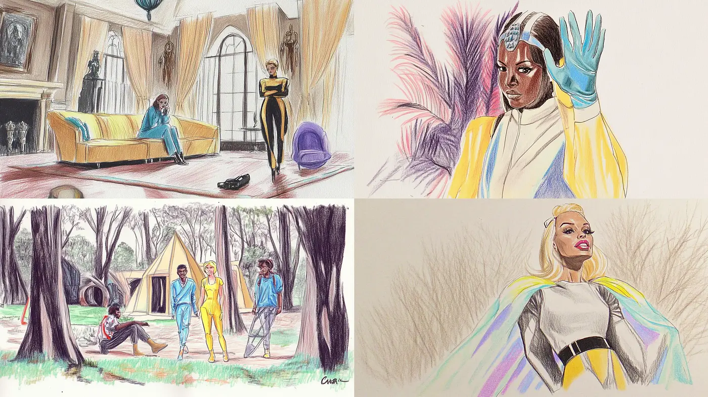 Sketchbook Serenade: A Harmonious Fusion of Hand-Drawn Line Art and Pastel Hues - Midjourney sref style