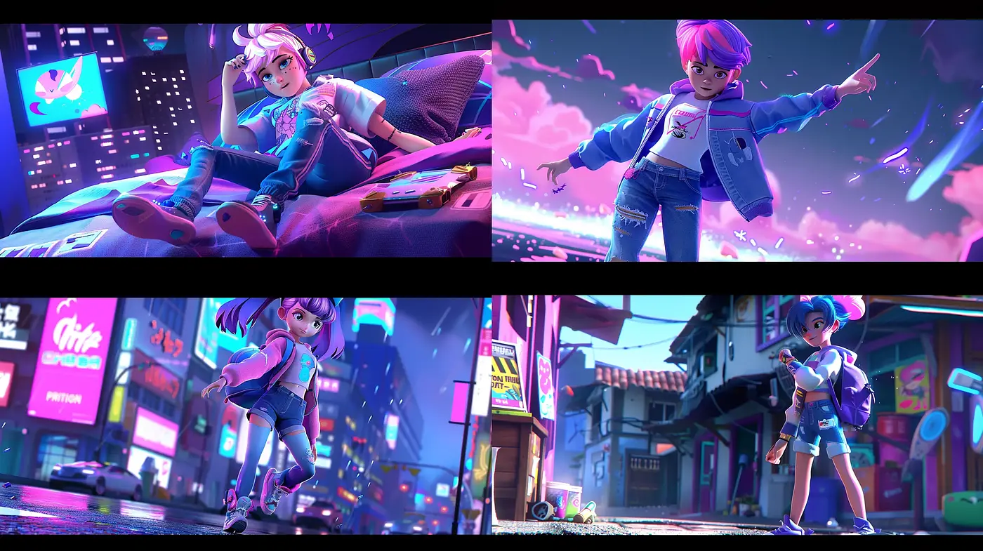 Futuristic Neon Glow of Cyberpunk Dreams - Midjourney sref style