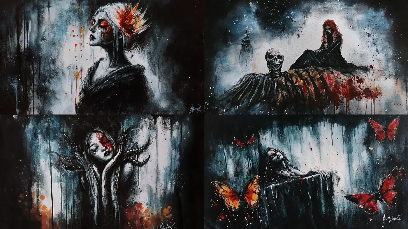 Ethereal Gothic Elegance with Expressionist Undertones - Midjourney sref style