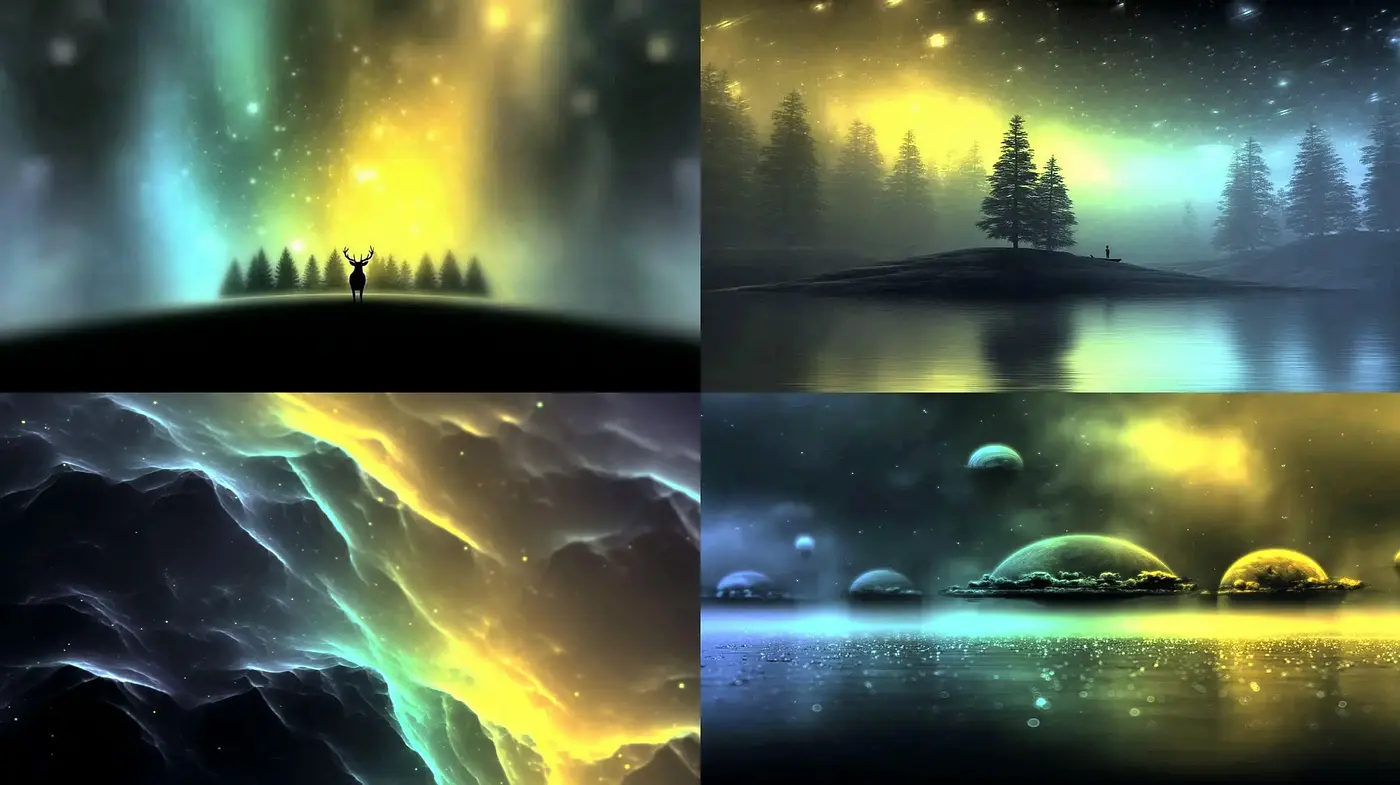 Ethereal and Dreamlike Landscape with Cosmic Elements - Midjourney sref style