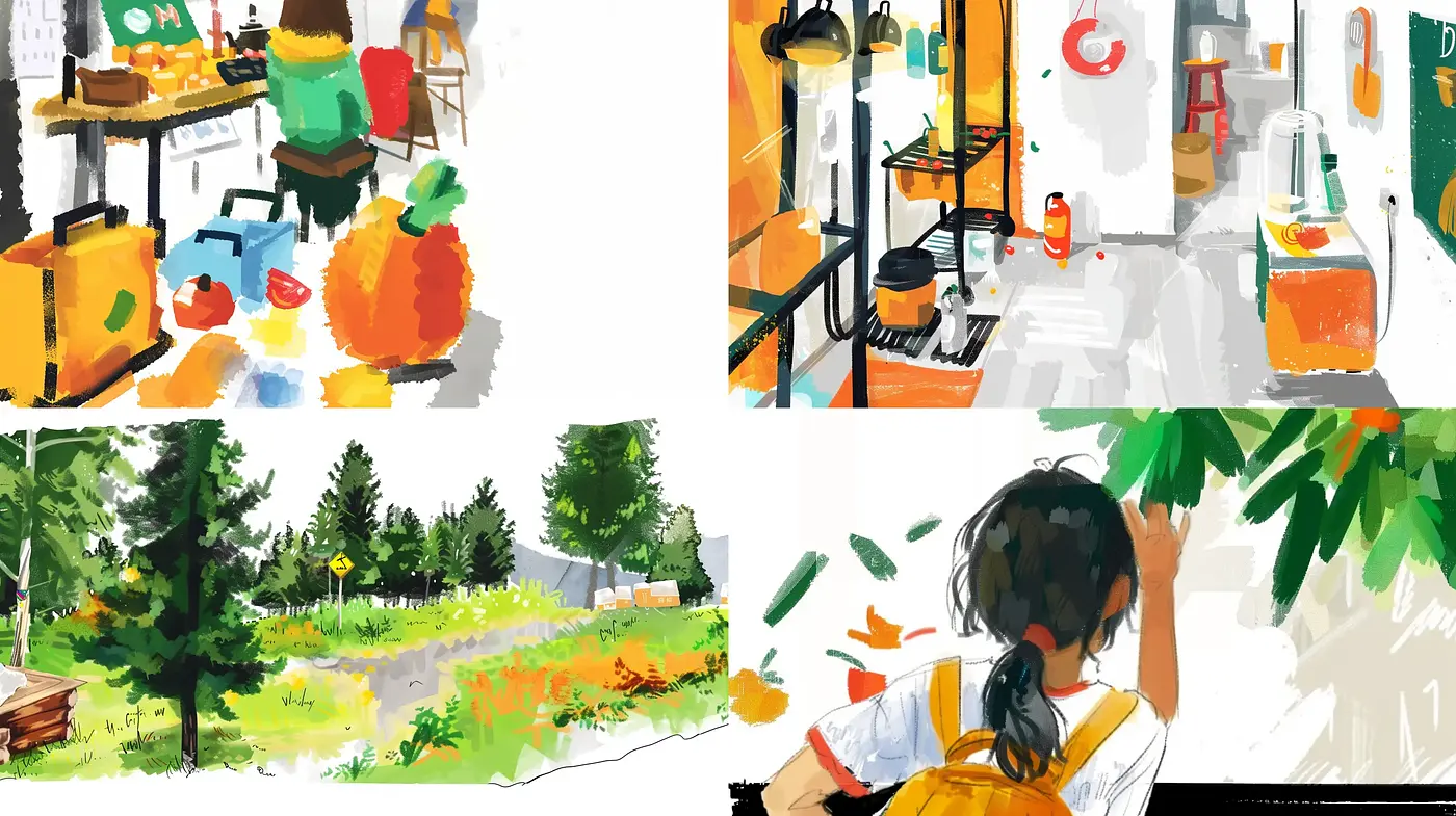 Vibrant Brushstroke Harmony: A Consistent Palette with Varied Imagery - Midjourney sref style
