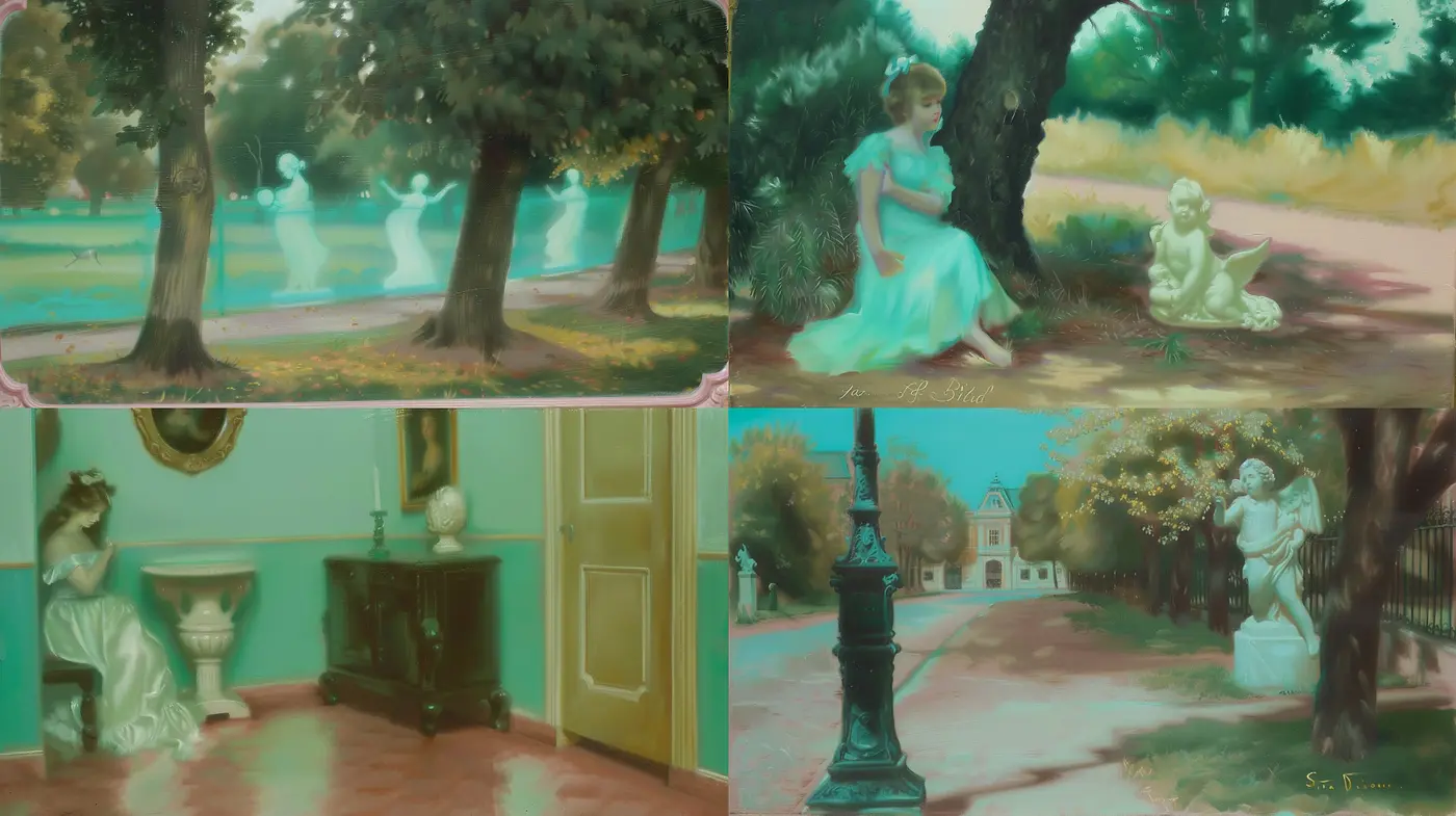 Ethereal Dreamscape in Pastel: A Harmonious Blend of Nostalgic Elegance and Whimsical Serenity - Midjourney sref style