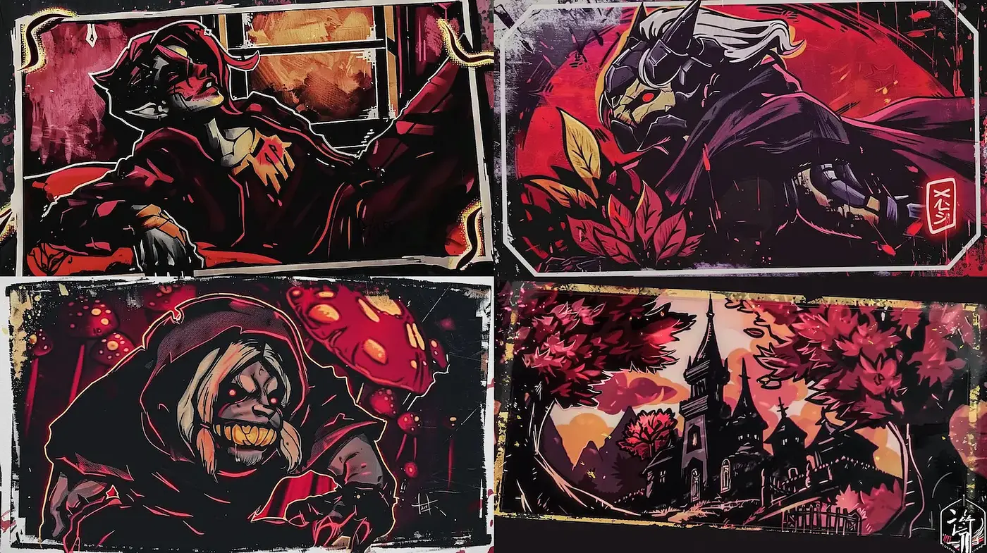 Dark Fantasy Inspired Art with Gritty Textures and Dynamic Composition - Midjourney sref style