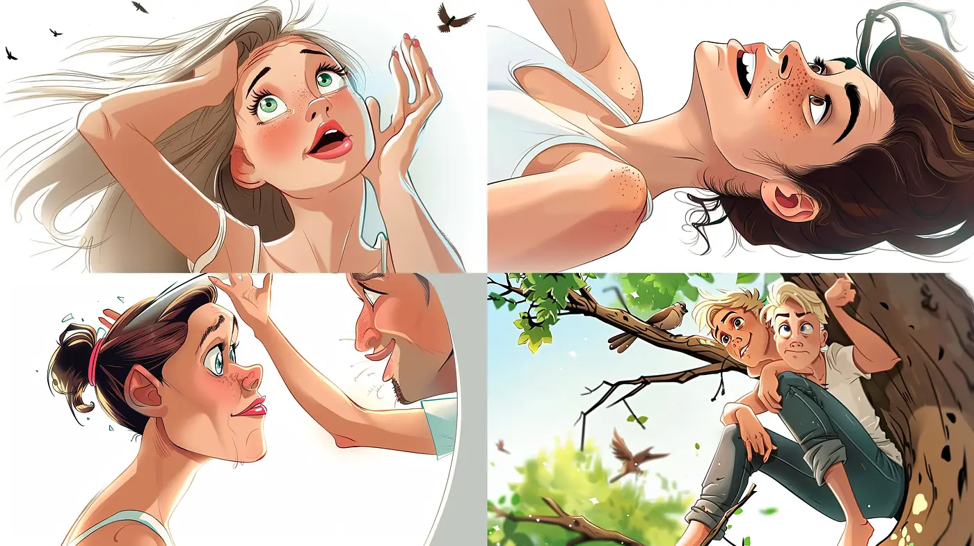 Lively Expressive Illustrations with Warm Tones and Dynamic Poses - Midjourney sref style